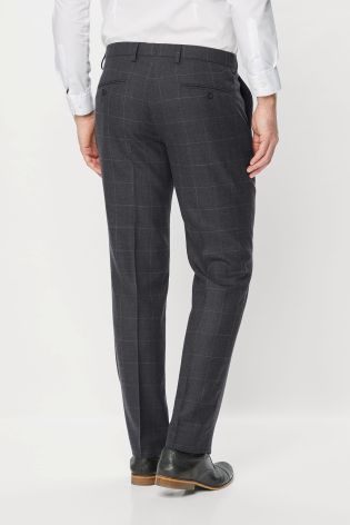 Grey Check Regular Fit Suit: Trousers